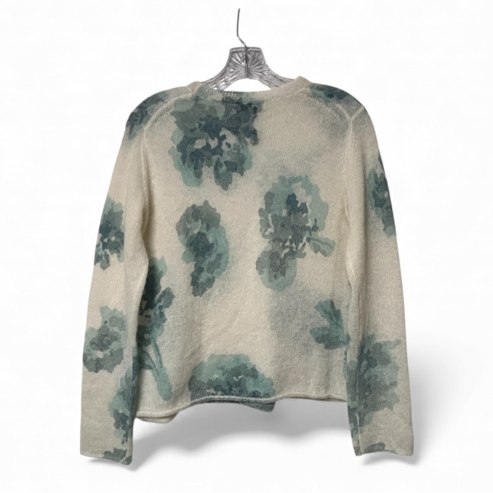 Vince Dahlia Alpaca & Mohair Floral Print Sweater in Cream and Blue - Picture 7 of 9